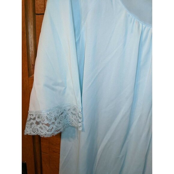 Vintage Texsheen Nylon Nightgown Robe Sz S Small Blue Lace - Picture 2 of 5